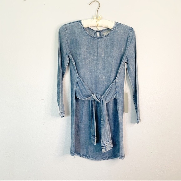 TRACTR NORDSTROM Big Girls Tie Front Blue Dress - Picture 2 of 7